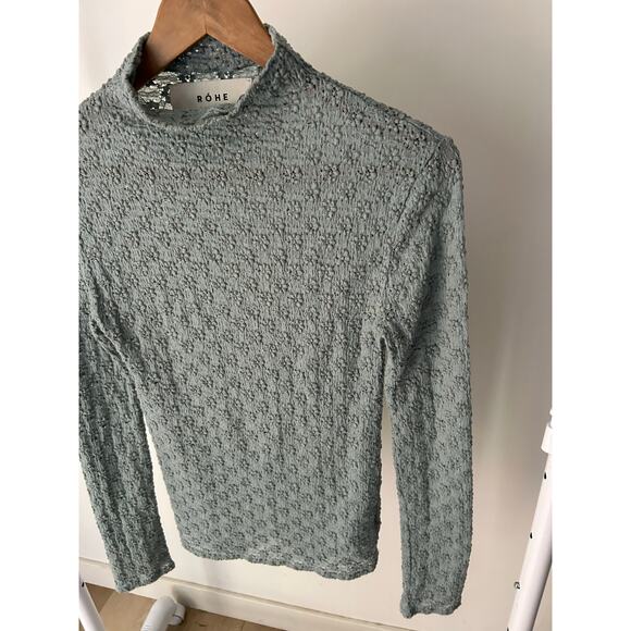 Rohe Pien Floral Eyelet Turtleneck In Ice Blue Size 36 - Picture 3 of 7